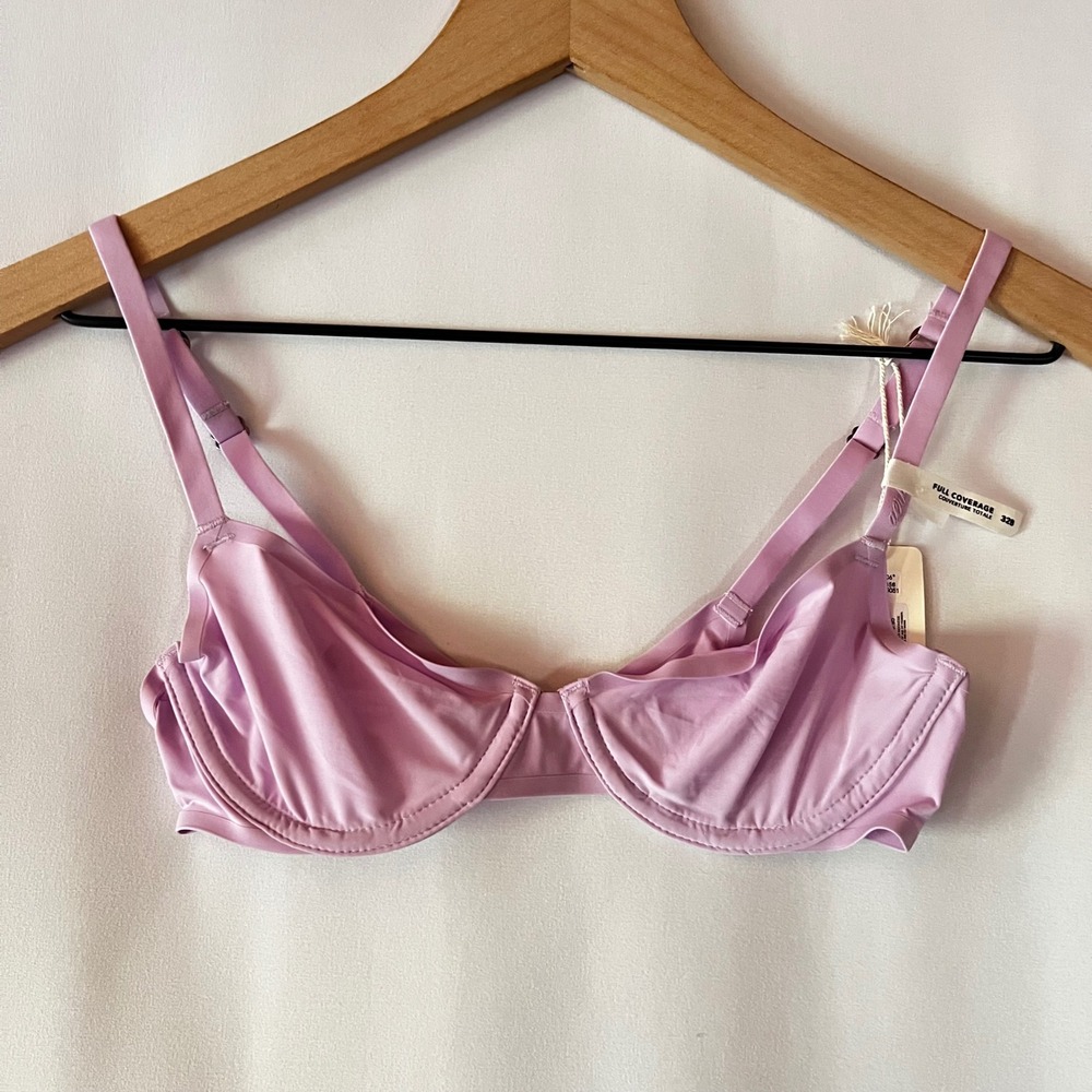 NWT Aerie Smoothez Mesh Full Coverage Bra 32B Ballet Pink Unlined Underwire Luxe